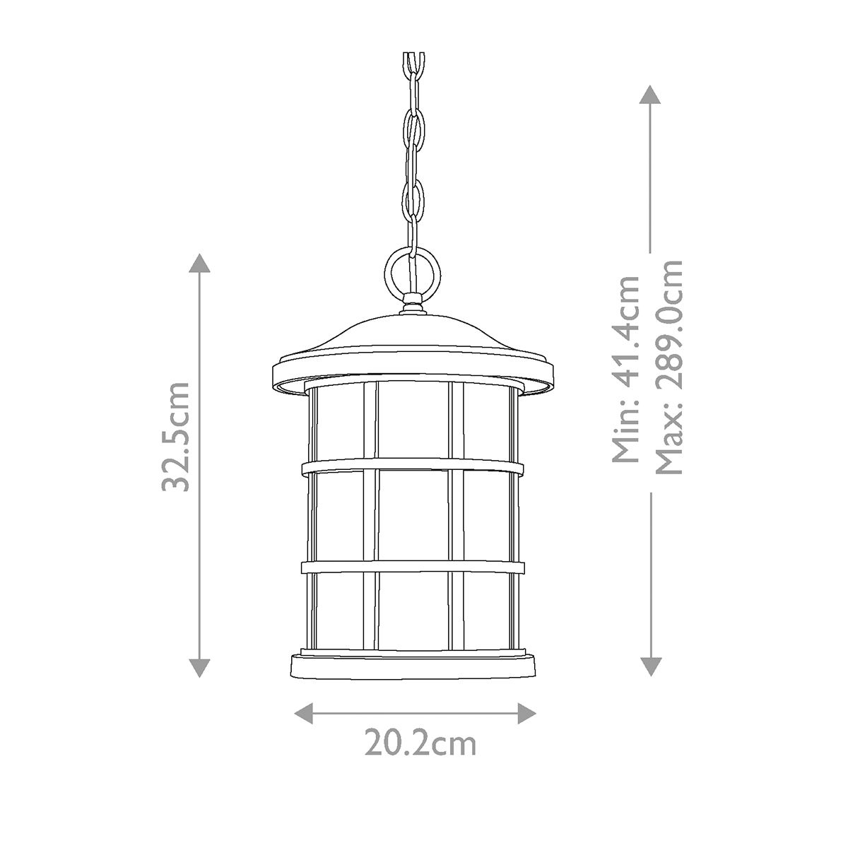 Crusade 1 Light Chain Lantern - Earth Black IP44 E27 Outdoor Hanging Light for Patio, Garden & Porch Decoration