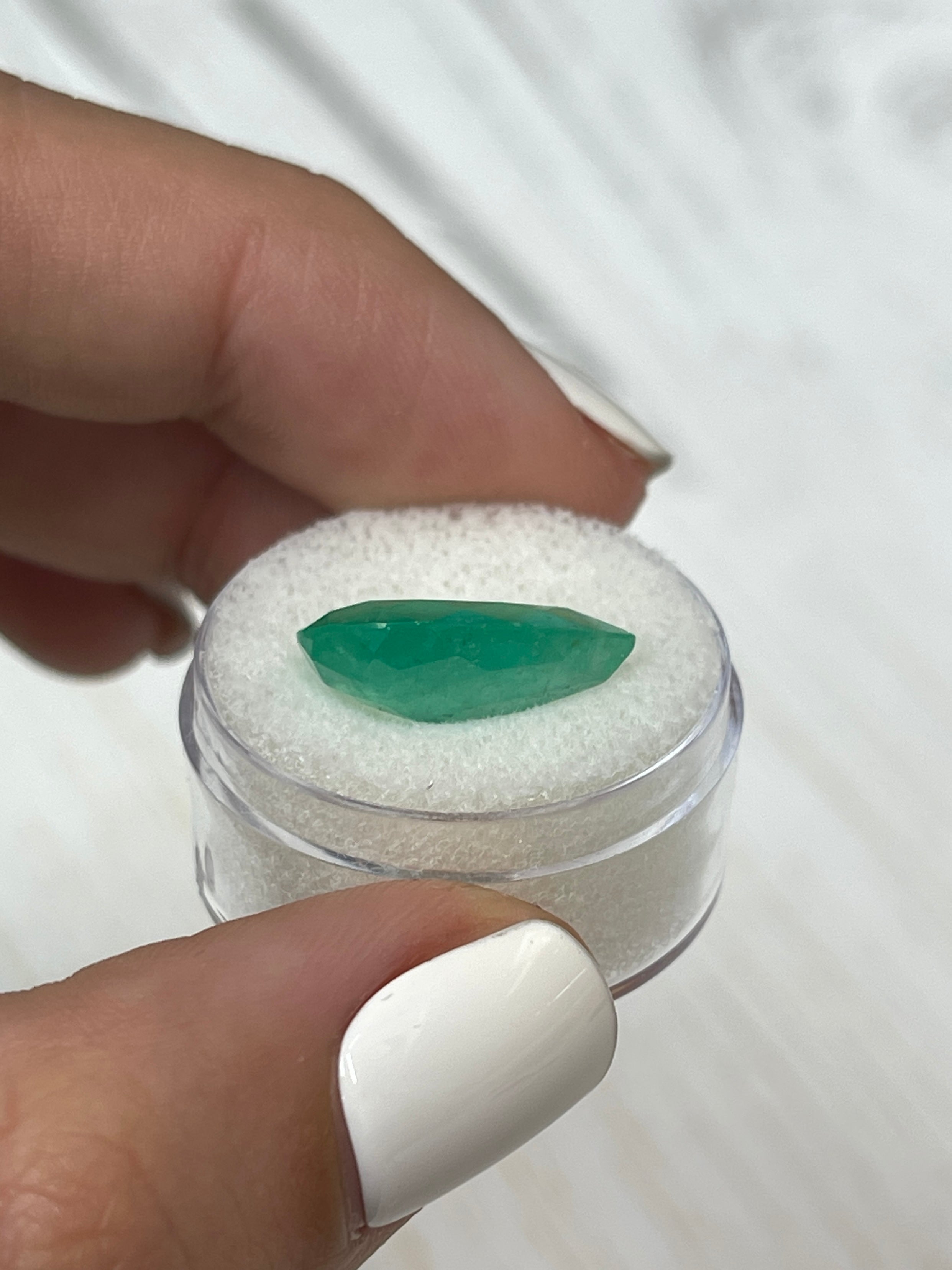 7.36 Carat 17x12mm Bi-Color Green Natural Loose Colombian Emerald Pear Cut Gemstone for Jewelry Making & Engagement Rings