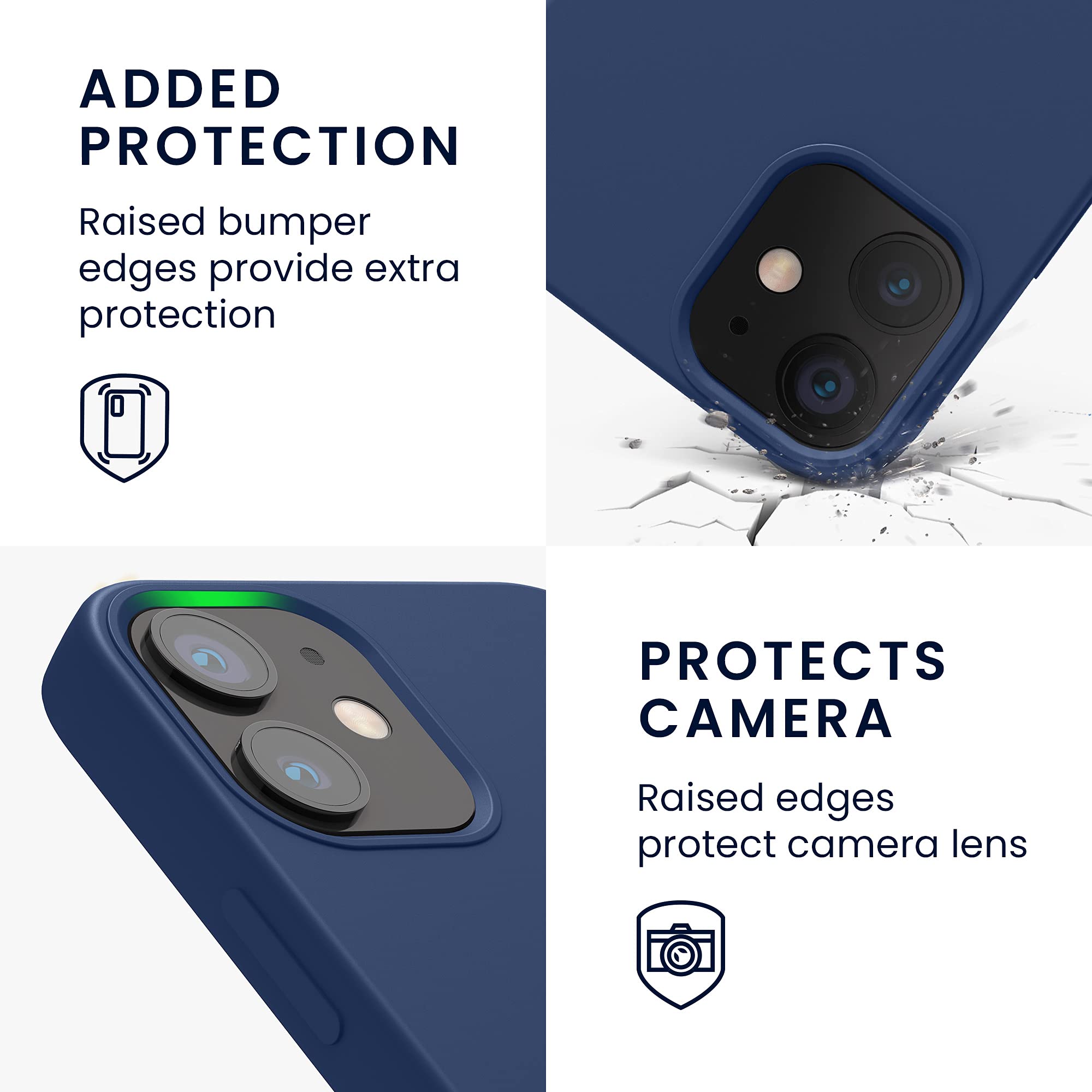 kwmobile Premium TPU Silicone Case for Apple iPhone 12 Mini - Soft Protective Phone Cover in Navy Blue | Perfect for Everyday Use, Work & Travel Protection