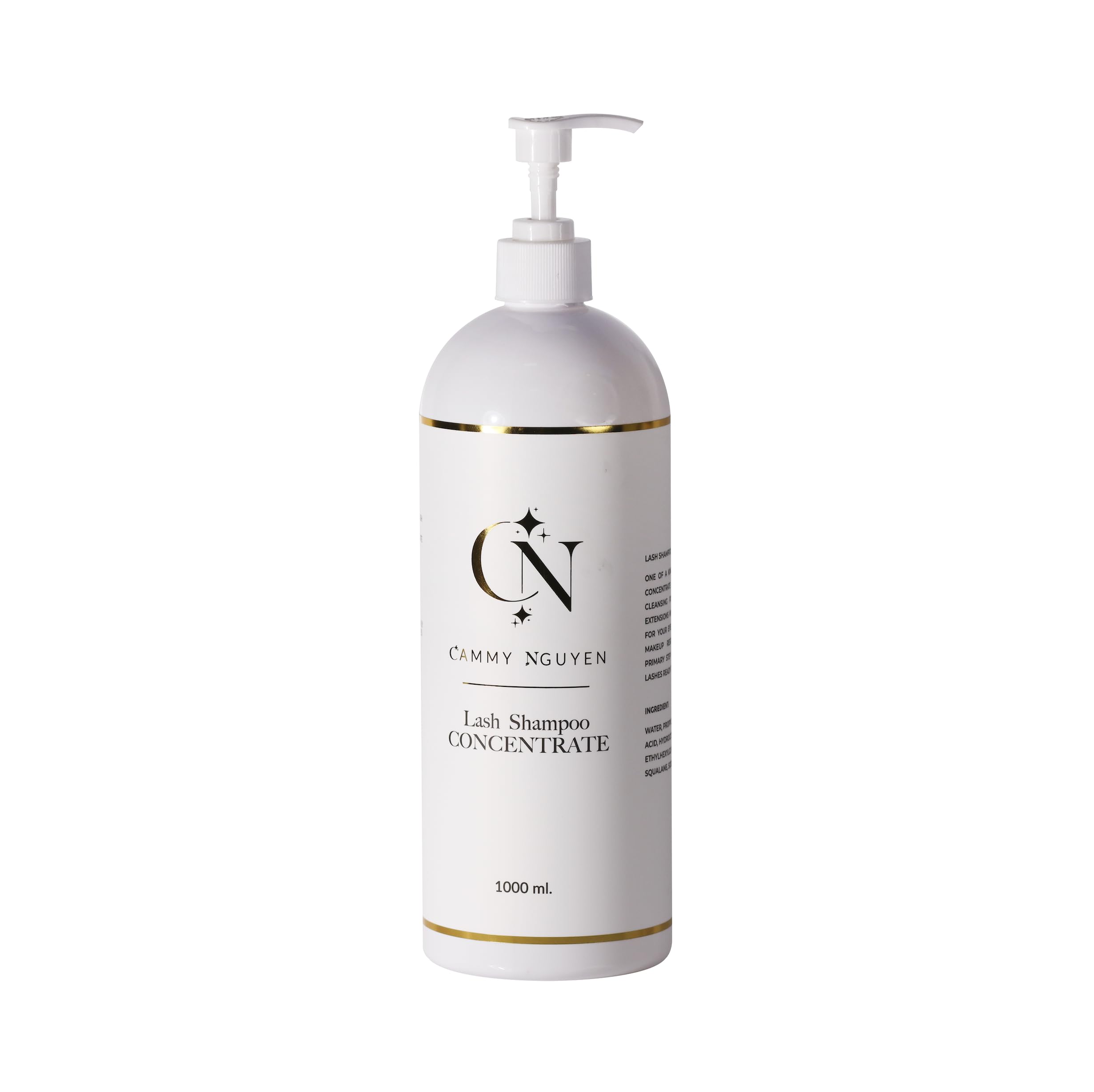 Cammy Nguyen Lash Shampoo Concentrate 1000ml - Gentle Eyelash & Extension Cleanser for Daily Use - Safe for Sensitive Eyes & Professional Salon Use