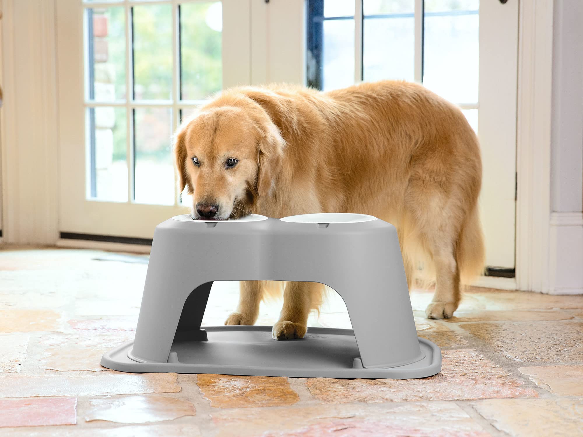 WeatherTech Double High Pet Feeding System with Plastic Dog & Cat Bowls - 12
