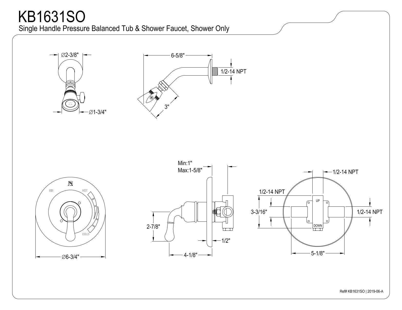 Kingston Brass KB1631SO Magellan 7-Inch Polished Chrome Tub and Shower Faucet - Perfect for Bathroom Renovation and Modern Home Upgrade