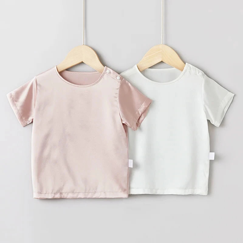 Soft & Breathable Baby Silk Short Sleeve T-Shirt - Organic Cotton Blend for Newborns & Toddlers - Perfect for Summer Outfits, Playdates & Family Photos