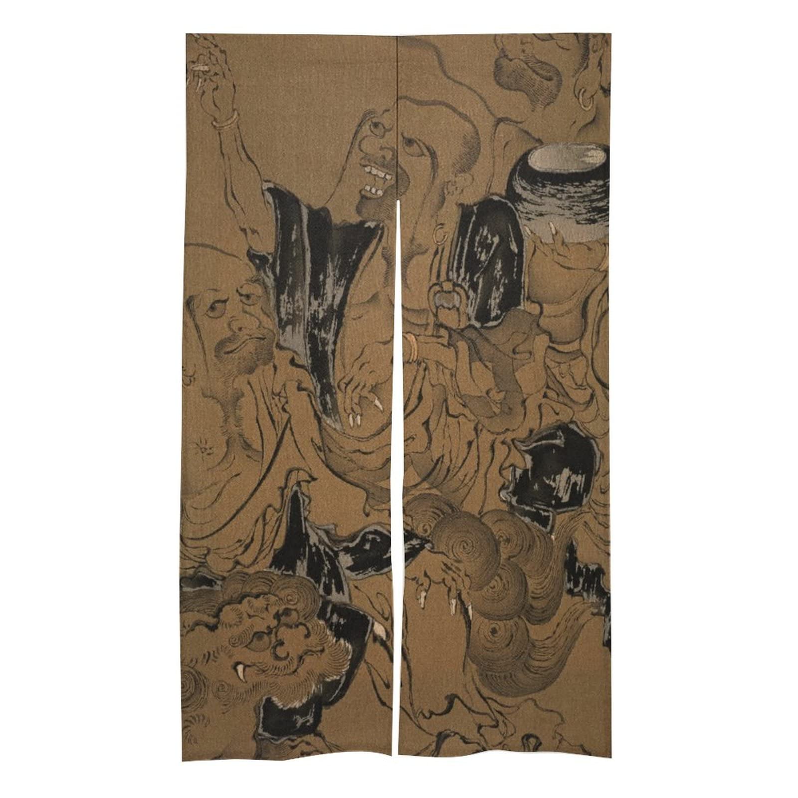 Japanese Traditional Art Noren Door Curtain - Handmade Cotton Tapestry for Doorway, Bathroom, Kitchen Divider & Closet - Home Decor & Unique Gift for Women - Perfect for Asian-Themed Rooms, Spa Decor & Zen Spaces