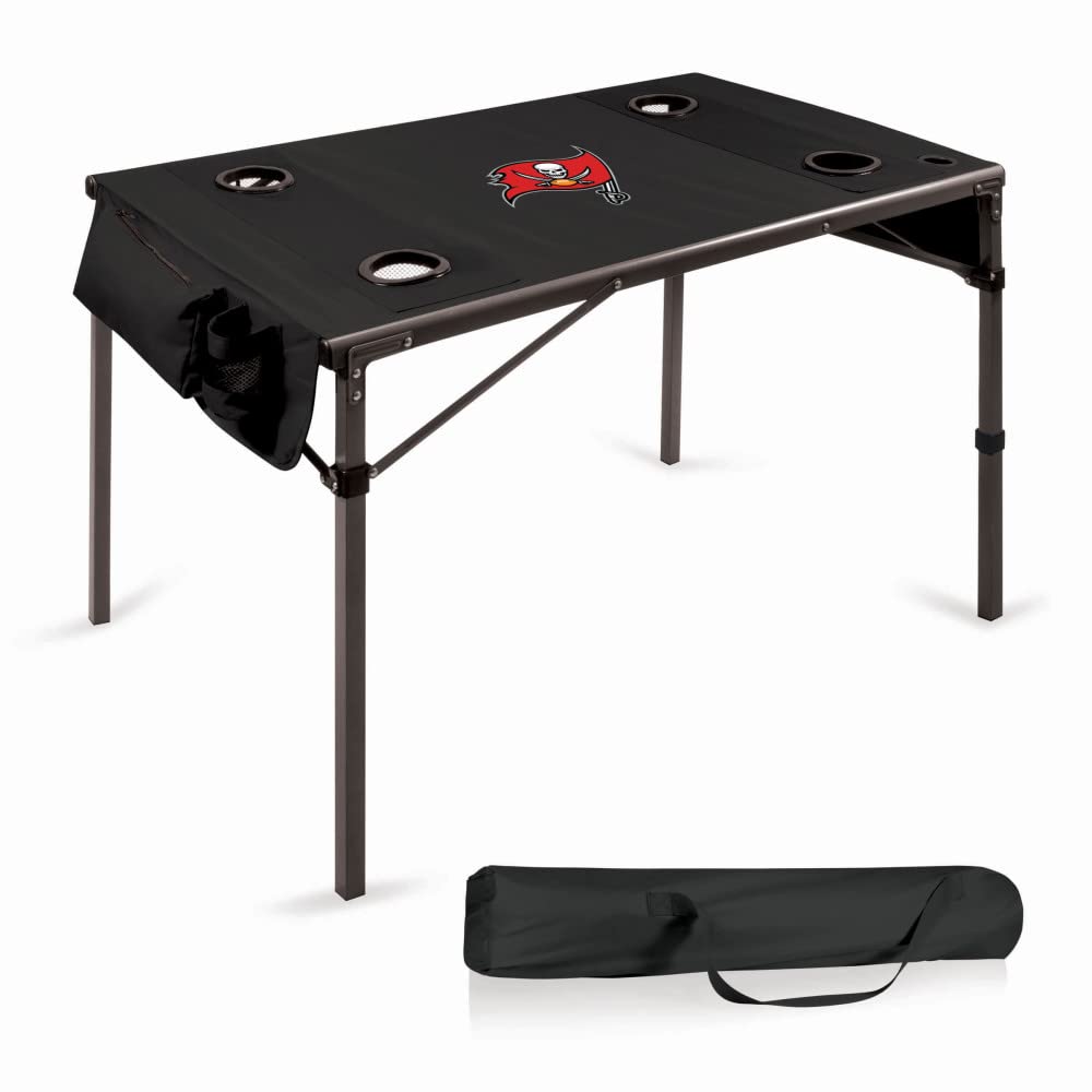 PICNIC TIME NFL Portable Soft Top Travel Table - Lightweight Folding Picnic Table for Outdoor, Camping, Tailgating & Sports Events (Black)