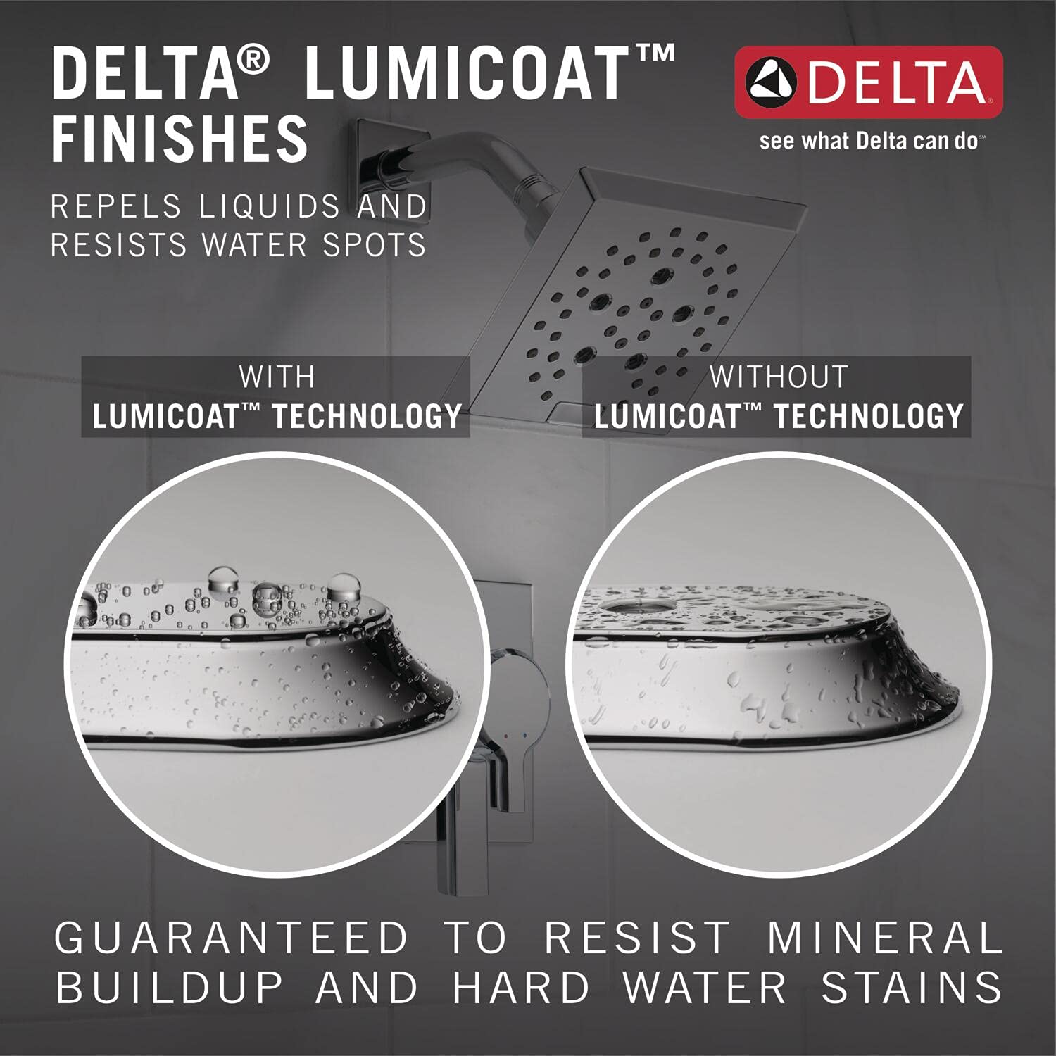 Delta Faucet HydroRain 5-Spray H2Okinetic Dual Shower Head with Handheld Spray - Chrome Shower Head with Hose, 1.75 GPM Flow Rate, Lumicoat Chrome Finish (Model 58680-PR) - Perfect for Bathroom Renovation, Spa-Like Shower Experience & Water Conservation