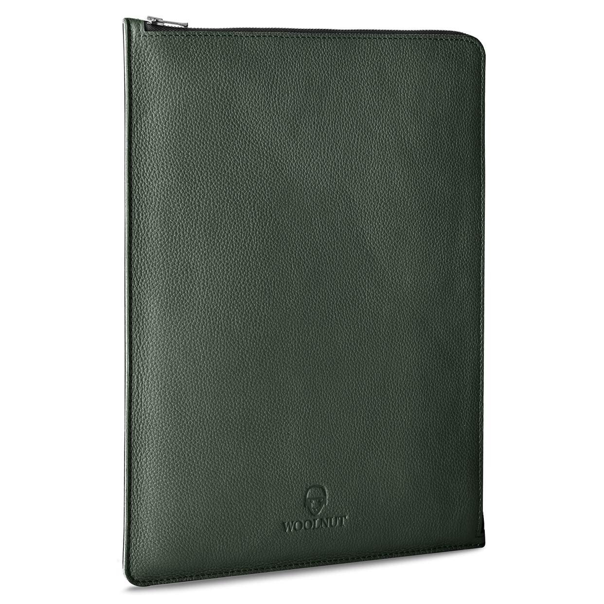 Premium Leather & Wool Folio Zipper Sleeve Case for Dell XPS 15 2020 (9500) & MacBook Pro 15 Inch - Green (WNUT-MBP15-F-393-GN) | Protective Laptop Cover for Work, Travel & School
