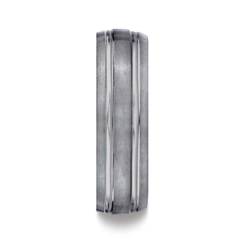 7mm Tungsten Wedding Band for Men - Durable Double Ridge Ring - Perfect for Engagements, Anniversaries & Everyday Wear