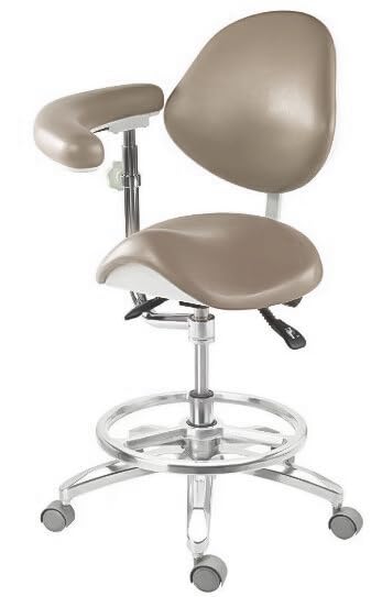 Premium PU Leather Mobile Saddle Stool for Dentists & Medical Professionals - Adjustable Height Ergonomic Dental Assistant Chair with Ivory Finish - Perfect for Clinics, Hospitals & Office Workstations