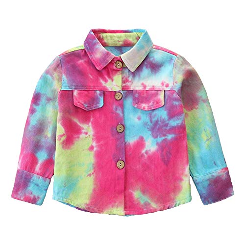 Trendy Tie-Dye Ripped Denim Jacket for Girls & Boys - Long Sleeve Button Down Jean Coat for Spring & Fall | Perfect for School, Outdoor Adventures & Casual Wear