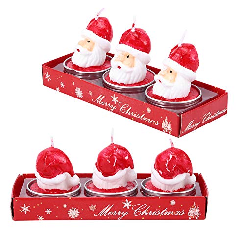 Santa Claus Head Shaped Tealight Candles - 2 Pack Christmas Decorative Jar Candles for Holiday Table Decor, Party Centerpiece & Festive Home Ambiance