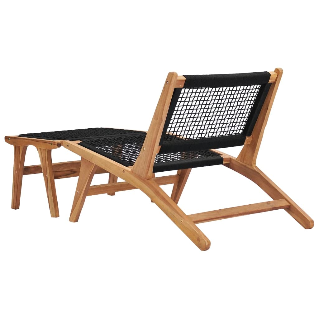 Premium CHARMMA Sun Lounger with Adjustable Footrest - Solid Teak Wood & Durable Rope Design - 11.42KG Weight Capacity - Perfect for Poolside, Beach, Patio, and Outdoor Relaxation