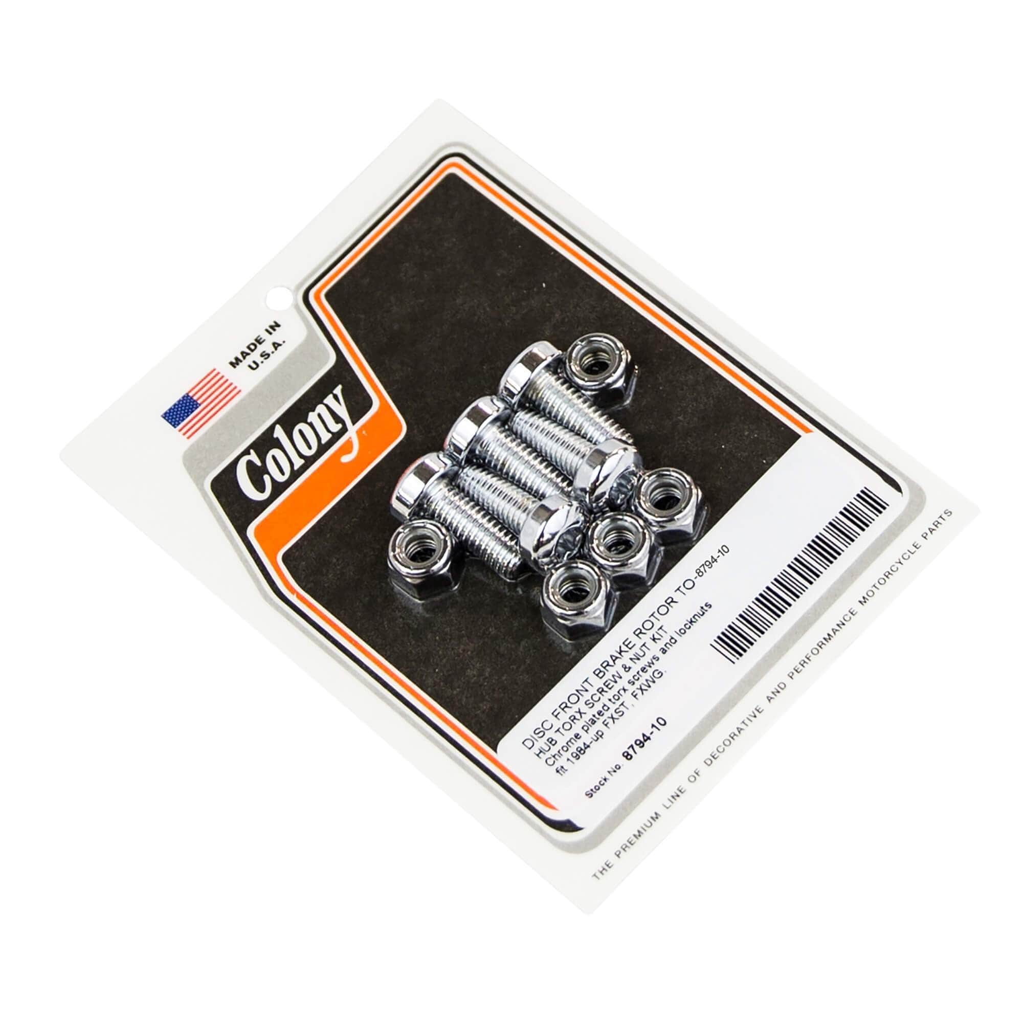 10 Disc Front Brake Rotor to Hub Torx Screw Kit for 1984-Up Harley Davidson FXST/FXWG - Chrome Plated - Motorcycle Brake System Upgrade & Maintenance