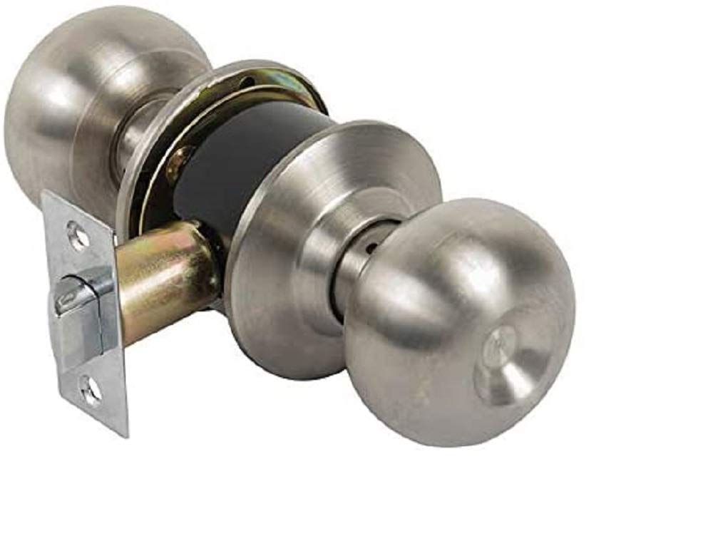 Tuff Stuff Passage Lockset with Ball Knob - Brushed Stainless Steel Door Handle for Bedroom, Bathroom & Interior Doors | Durable & Stylish Hardware