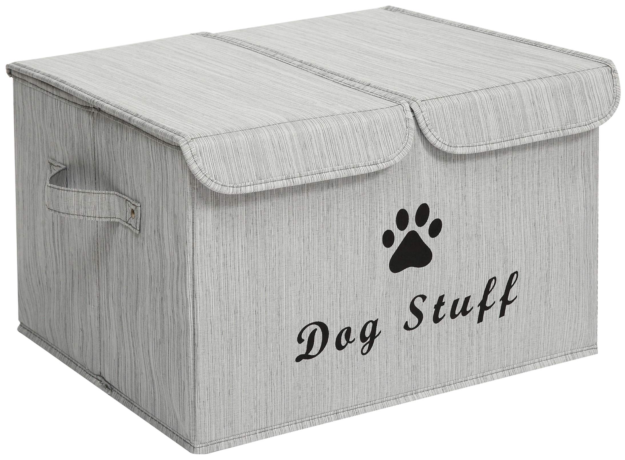 Morezi Large Dog Toy Storage Box with Lid - Collapsible Organizer Basket for Pet Toys, Living Room, Playroom & Closet - Bamboo Gray - Perfect for Home Organization & Pet Accessories Storage