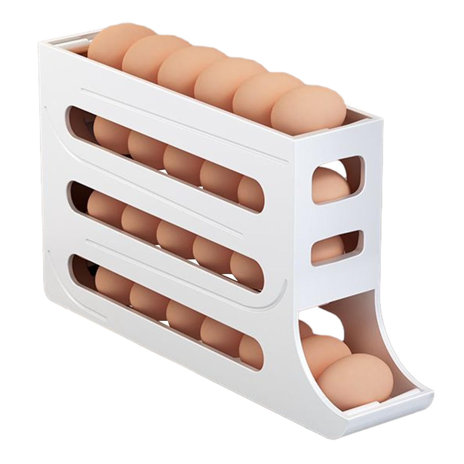 Mingchengheng Automatic Rotating Egg Dispenser for Refrigerator - Holds 30 Eggs, Space-Saving Refrigerator Egg Holder & Rolling Egg Cup - Perfect for Kitchen Organization & Fresh Egg Storage
