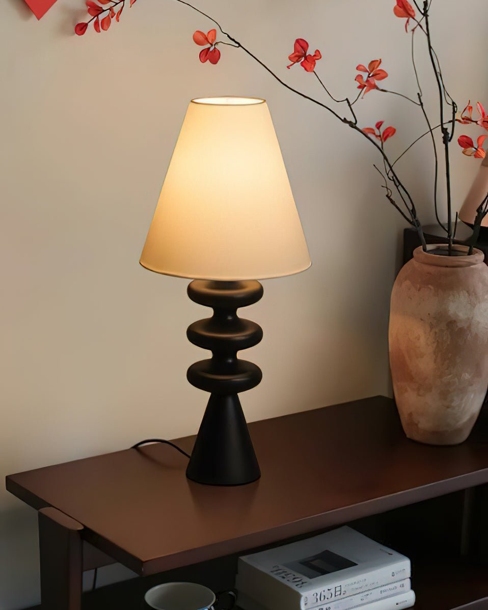 Modern Ripple Wood Table Lamp - Handcrafted Natural Wood Nightstand Light for Bedroom, Living Room, Office - Warm Ambient Lighting for Reading & Relaxation