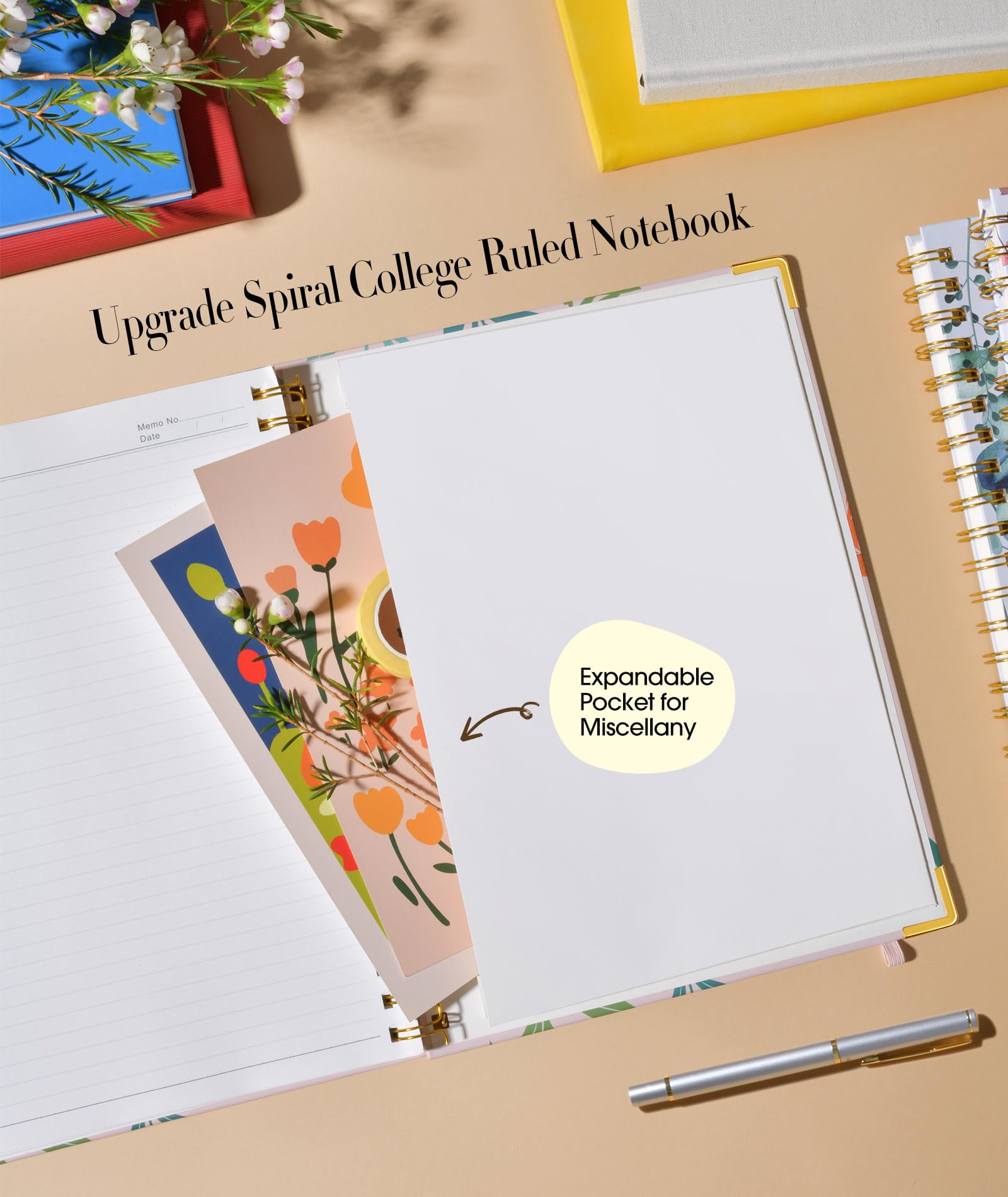 Premium Spiral Notebook for Women - 200 Pages Lined Journal, 8.5