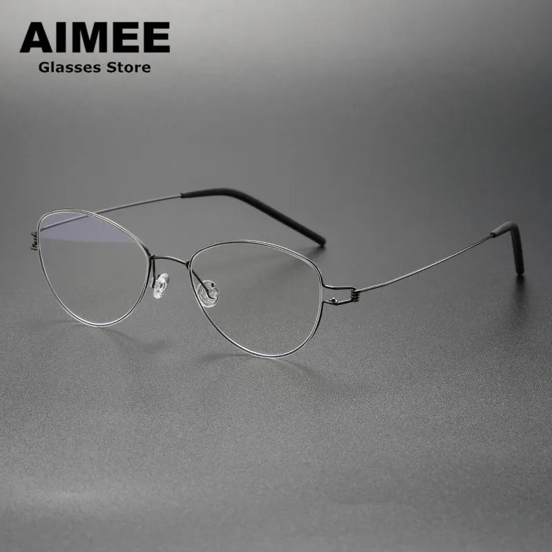 Aimee Women's Full Rim Oval Cat Eye Screwless Titanium Eyeglasses Frame 65004 - Lightweight & Durable for Work, Reading & Fashion