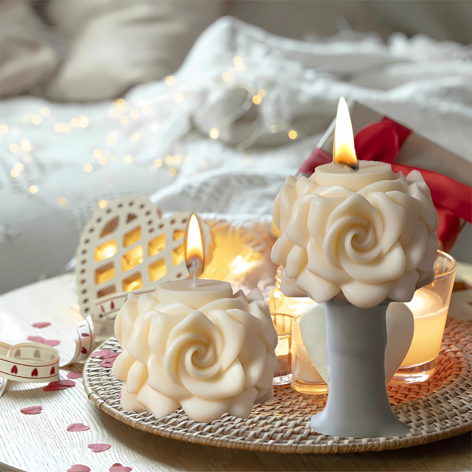 3D Rose Flower Pillar Candle Molds for DIY Candle Making - Valentine's Day Resin Casting, Home Decor & Craft Projects - Perfect for Wedding Centerpieces, Romantic Gifts & Holiday Decorations