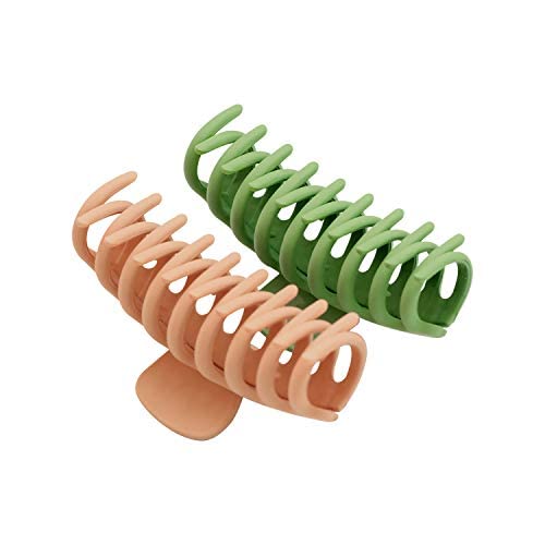 Trendy Anti-Slip Strong Grip Plastic Hair Claw Clips for Women & Girls - 2 Pack Fashion Hair Accessories for Ponytails, Buns & Everyday Styling
