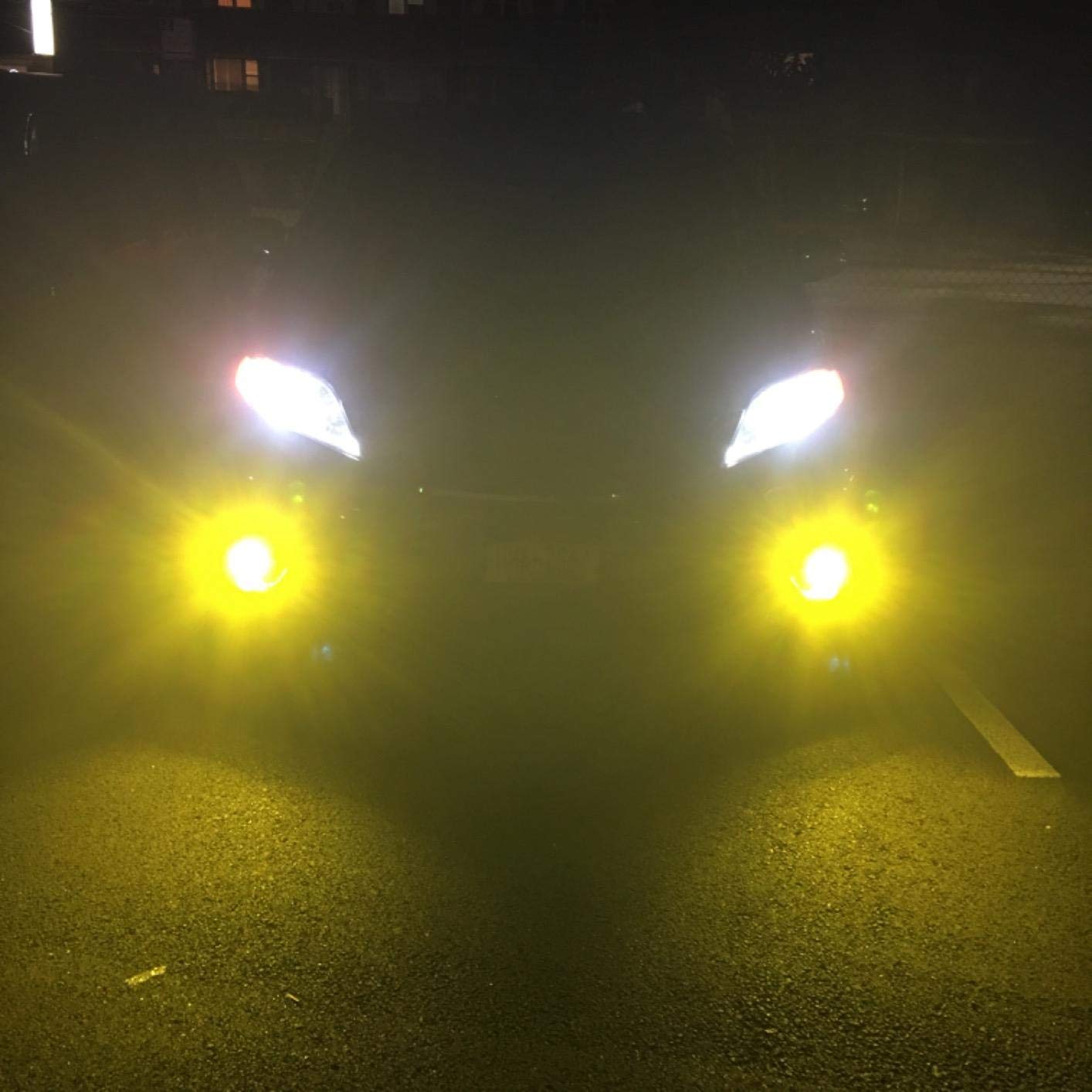 H3 LED Fog Light Bulbs 2-Pack - Super Bright 3030 Chips with Projector Lens - Golden Yellow H3 LED Bulbs for Car Fog Lights & DRL - Perfect for Night Driving, Off-Roading & Low Visibility Conditions