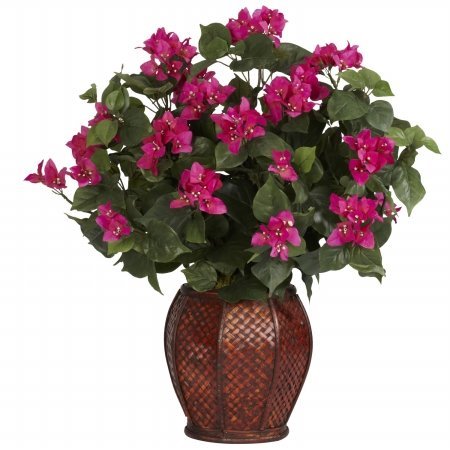 Bougainvillea Silk Flower Arrangement with Decorative Vase - Realistic Artificial Plant for Home, Office & Wedding Decor
