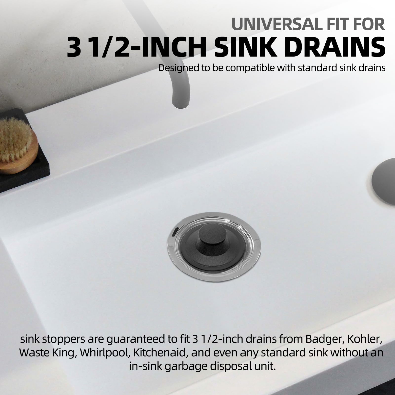 (2 Pack) Exact Replacement InSinkErator STP-PL/STPPL Black Rubber Sink Stopper for Garbage Disposal - Fits Standard 3-1/2