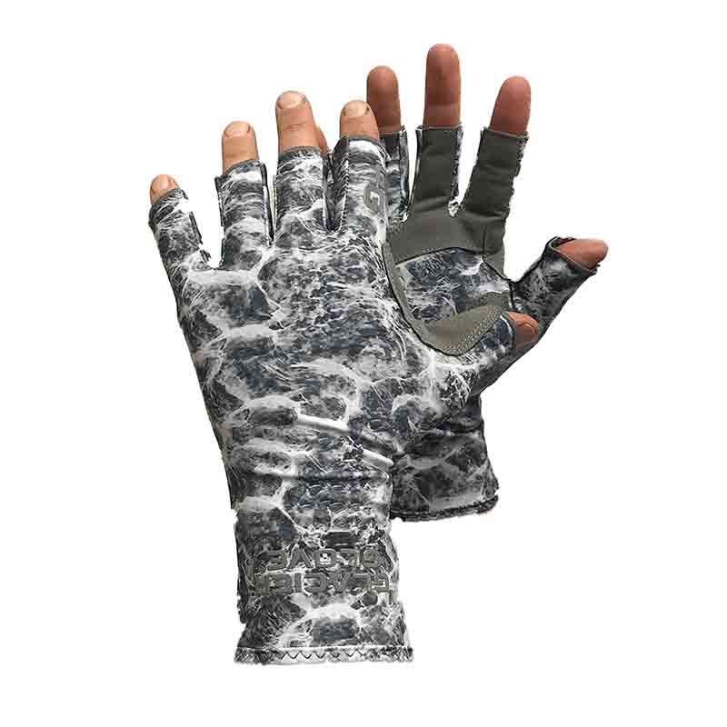 Glacier Outdoor Gray Camo Islamorada Sun Gloves - UV Protection Fishing & Outdoor Gloves for Hiking, Boating, and Water Sports