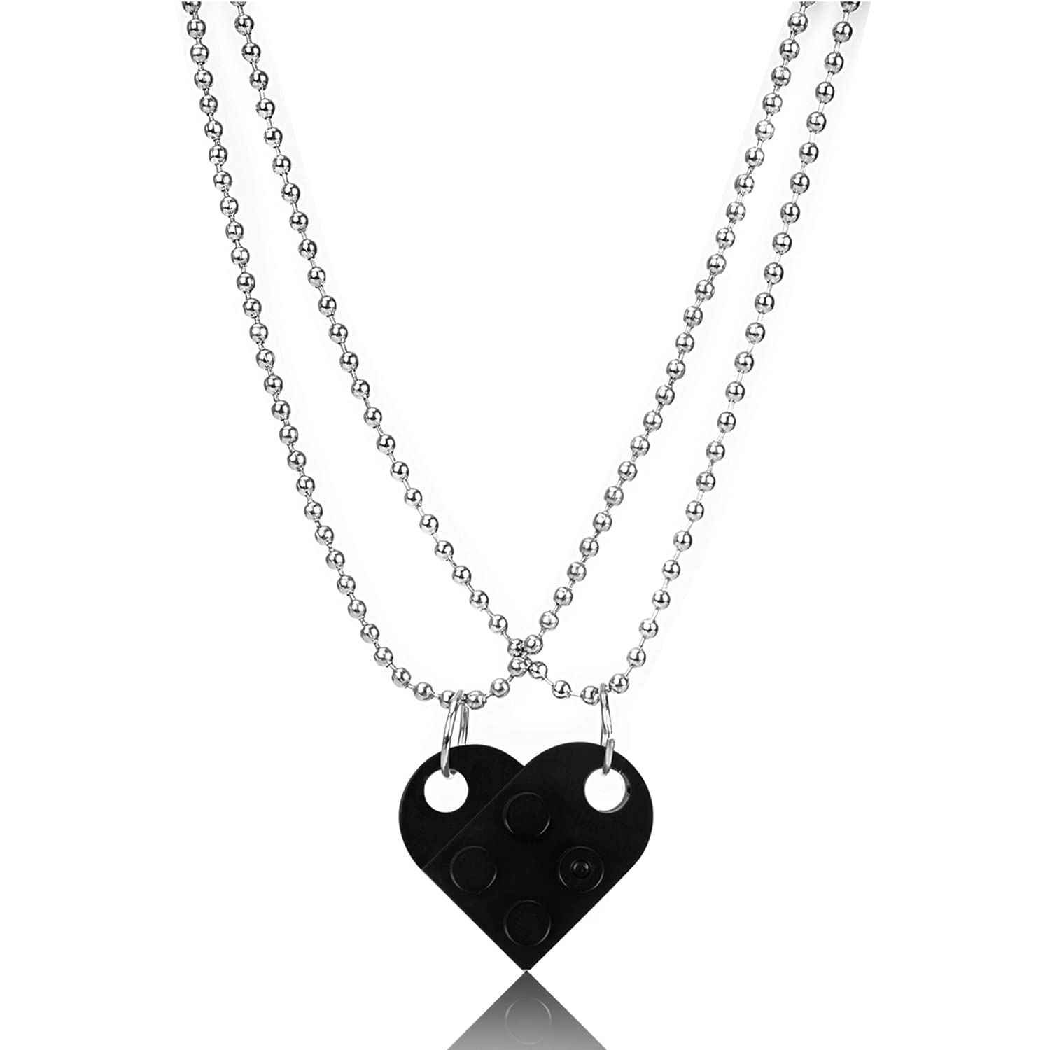 GEAREDC Couples Brick Necklace Set - Matching Heart Pendant for Him & Her, Creative Friendship Jewelry Gift for Anniversaries, Valentine's Day - Perfect for Date Nights & Romantic Occasions