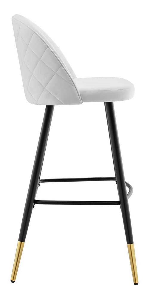Modway Cordial Performance Velvet Dining Bar Stools - Set of 2 White Upholstered Counter Height Stools for Kitchen Island, Breakfast Bar & Home Decor