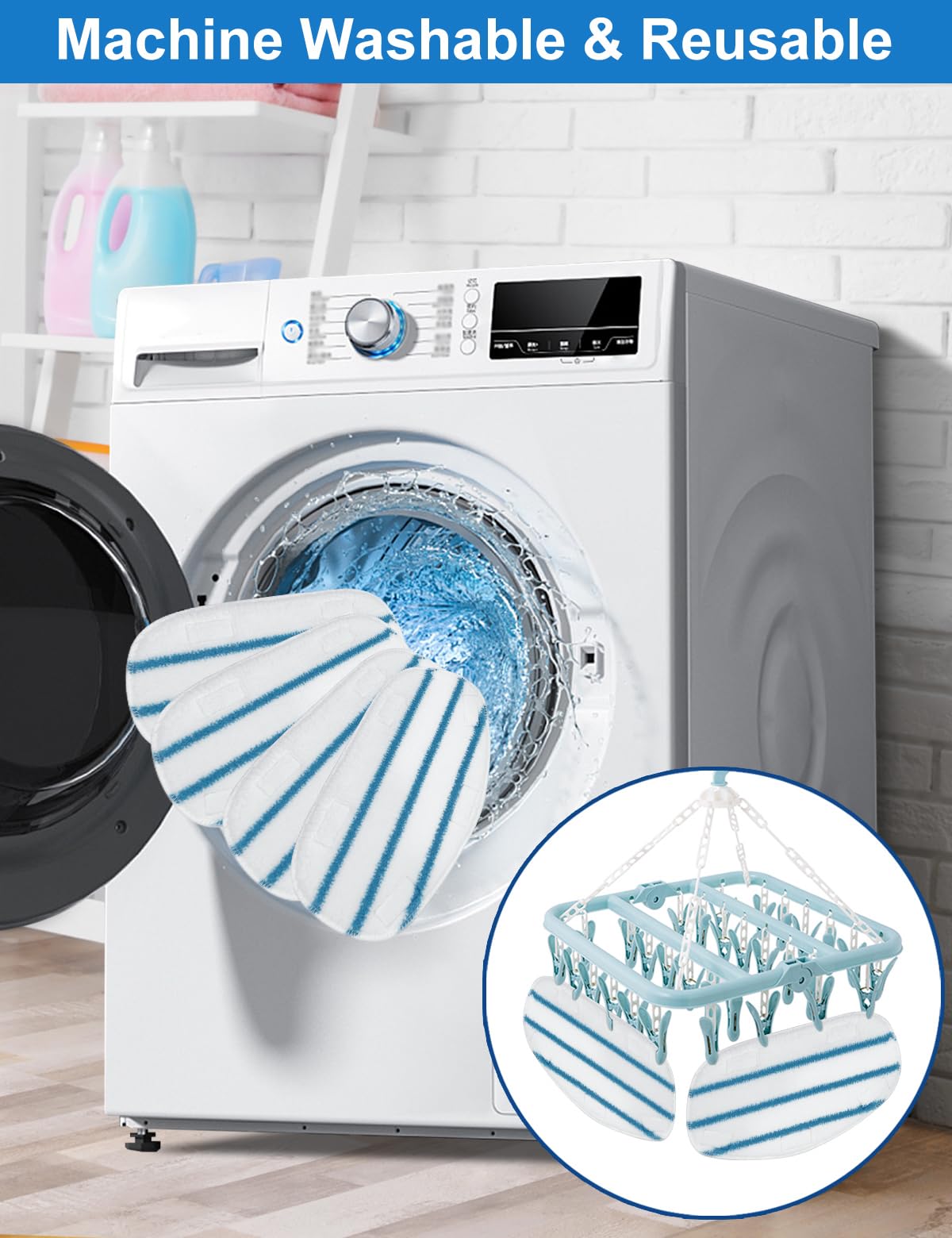PurSteam ThermaPro 10-in-1 & 211 Steam Mop Replacement Pads - Washable & Reusable Microfiber Cleaning Pads for Steam Mop Cleaners - Perfect for Hardwood, Tile & Laminate Floor Cleaning