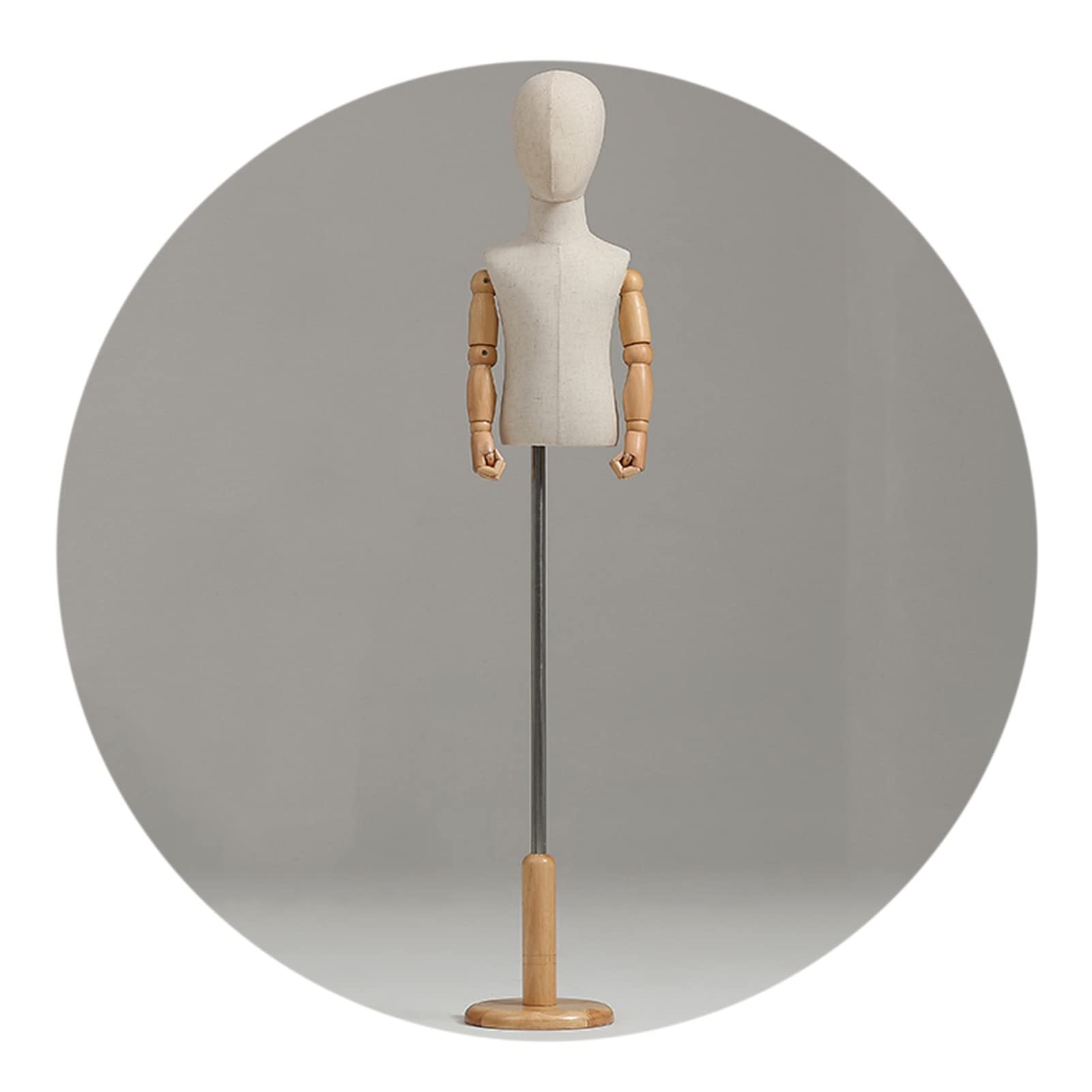 HAIPENG Adjustable Height Child Mannequin Torso with Head - Linen Fabric Baby Clothing Display Stand for Retail Stores (3 Sizes: Medium-B) | Perfect for Kids Boutique, Window Displays & Photoshoots