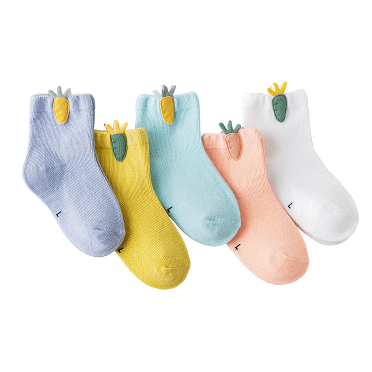 Kisangel 5 Pairs Cute Cotton Ankle Socks for Girls - Soft Breathable Short Socks with Carrot Design - Perfect for Running, School & Daily Wear