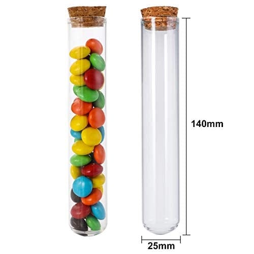 48pcs 45ml Glass Test Tubes with Cork Stoppers - 25x140mm Clear Lab Vials for Bath Salts, Science Experiments, Party Decor & Candy Storage | Perfect for DIY Crafts, Wedding Favors & Home Organization