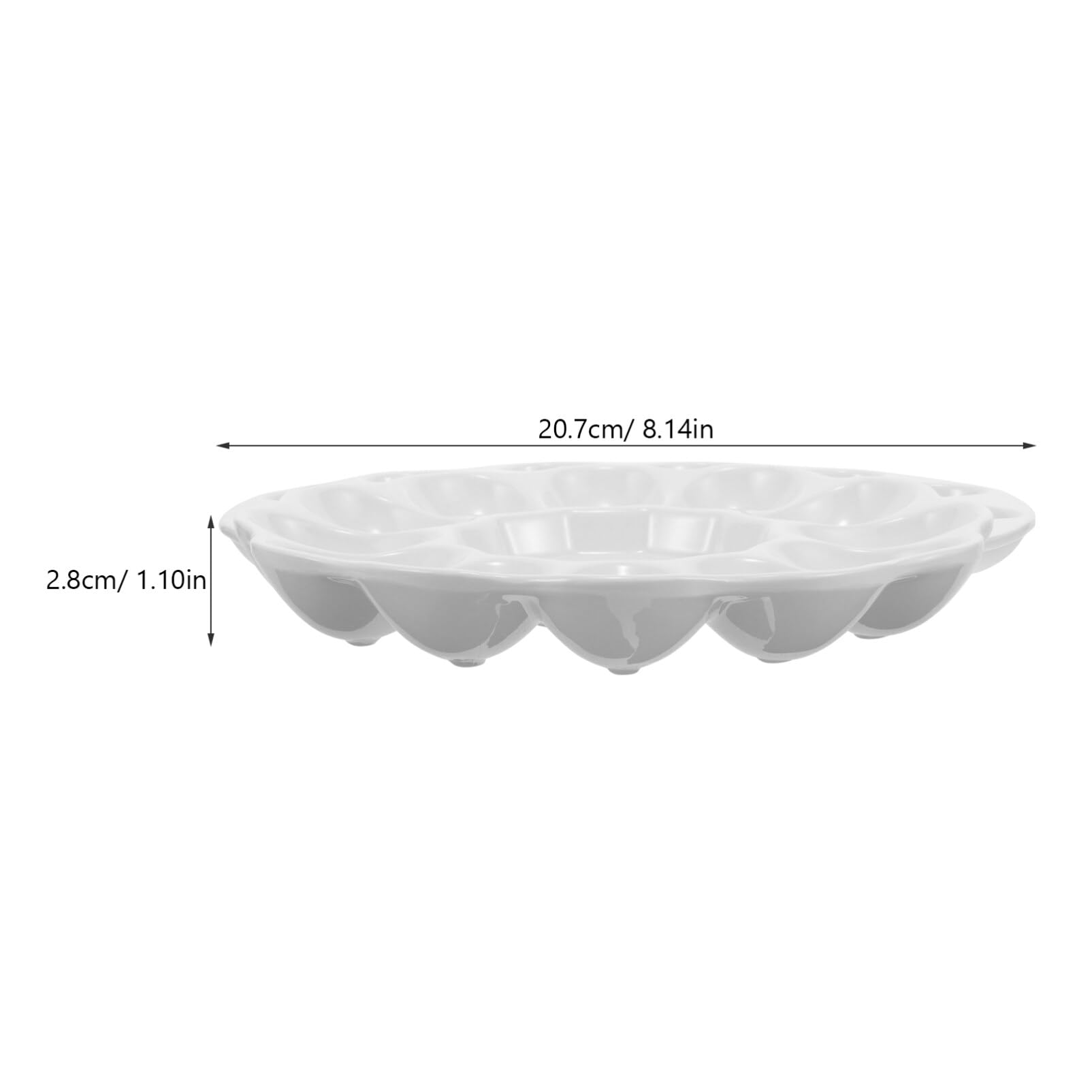 Ceramic Deviled Egg Platter Tray - 8 Inch Serving Dish Holds 12 Hard Boiled Eggs - Elegant Catering Display for Parties, Picnics & Holiday Gatherings