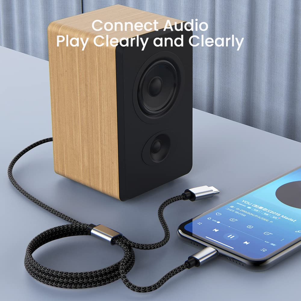 **ESBEECables 2-in-1 USB C & Lightning to 3.5mm AUX Audio Cable – Compatible with iPhone, Android, Car, Headphones – High-Quality Audio Conversion for Type C & iOS Devices – Perfect for Car Stereo, Home Audio & Travel**