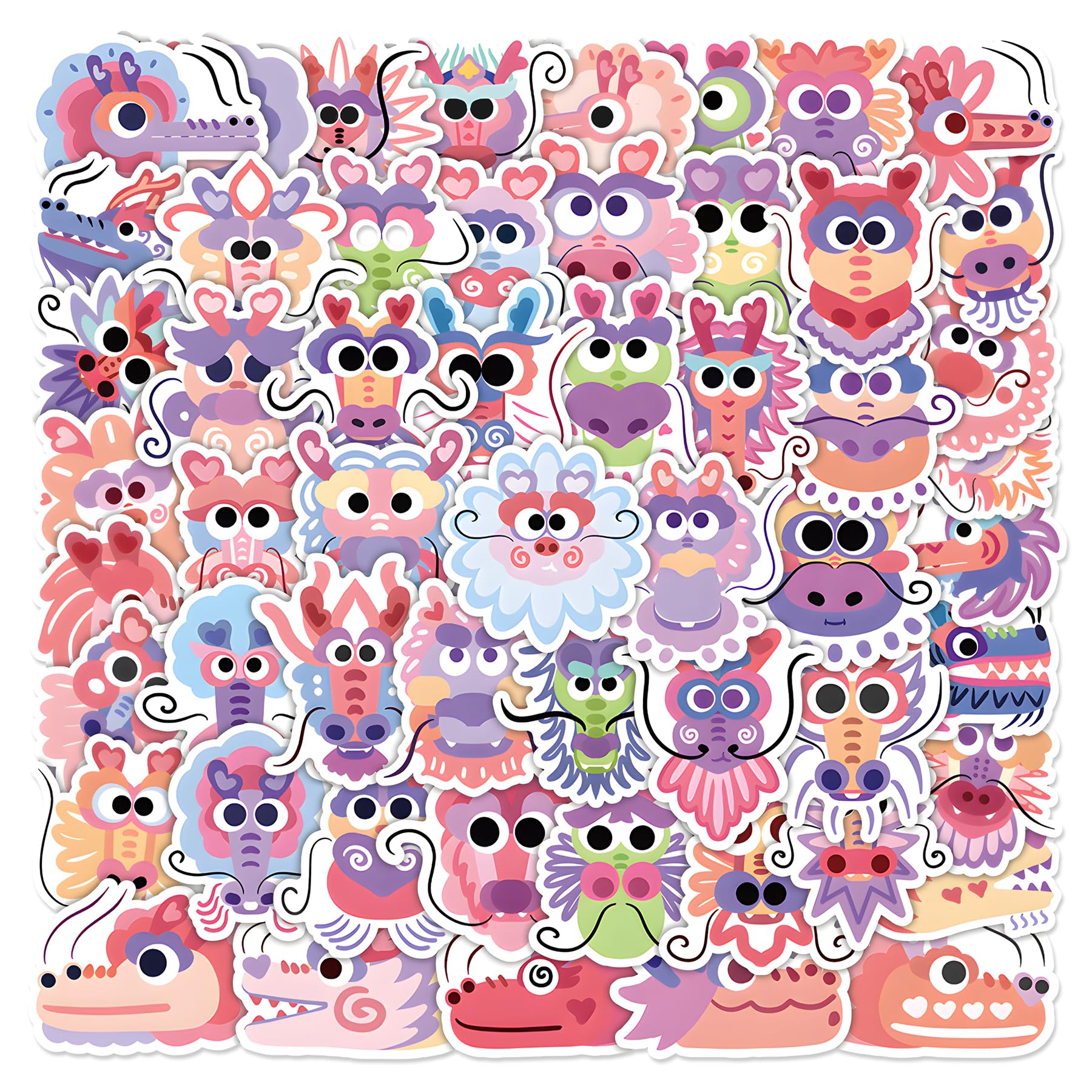 60 PCS Preppy Dragon Water Bottle Stickers - Cute Chinese Graffiti Vinyl Decals for Kids, Teens & Adults - Waterproof Laptop, Phone, Skateboard Stickers - Perfect for School Rewards, DIY Crafts & Room Decor