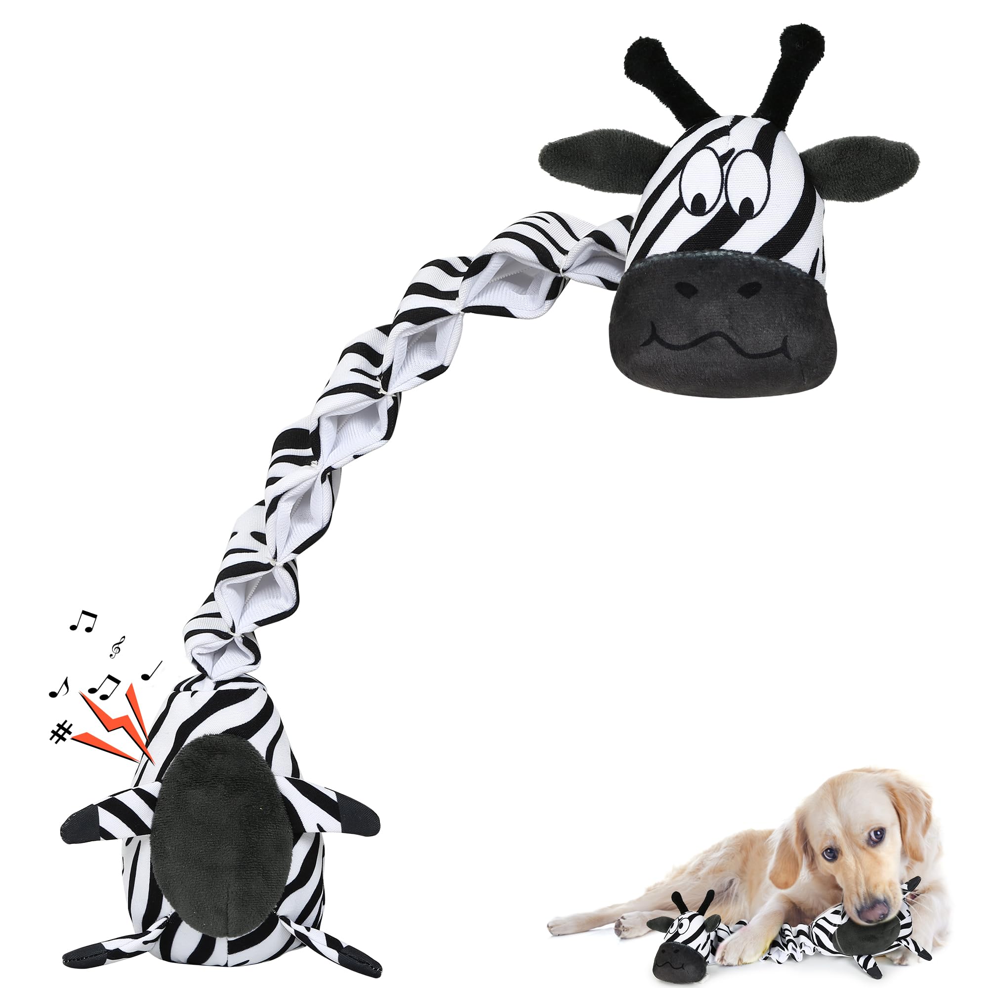PUHOHUN Squeaky Dog Toys for Large Dogs - Interactive Tug of War Chew Toys with Cotton & Crinkle Paper, Durable Stuffed Dog Toy for Aggressive Chewers - Perfect for Playtime, Training & Bonding with Your Pet