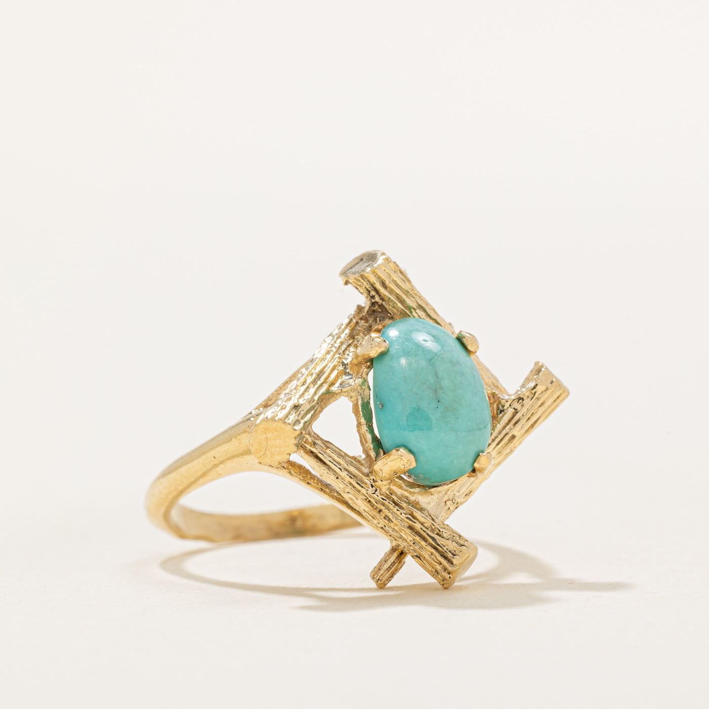 Turquoise Textured Ring for Women - 1.30ct Genuine Stone - Size 5.75 - Handmade Boho Jewelry - Perfect for Casual Wear, Gift Giving & Special Occasions