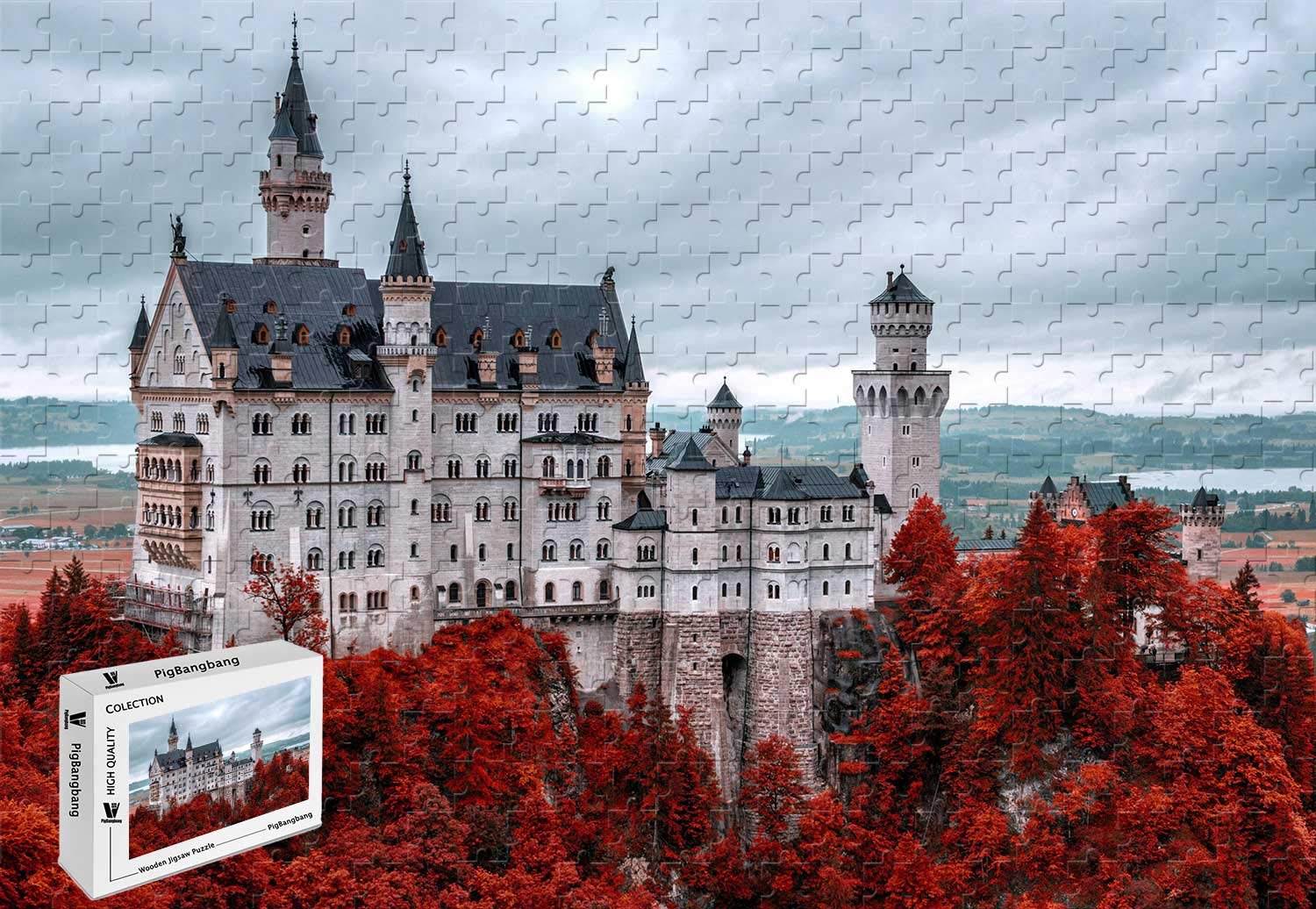 Premium 300-Piece Jigsaw Puzzle - Neuschwanstein Castle Bavaria Germany Travel Theme - 20.6