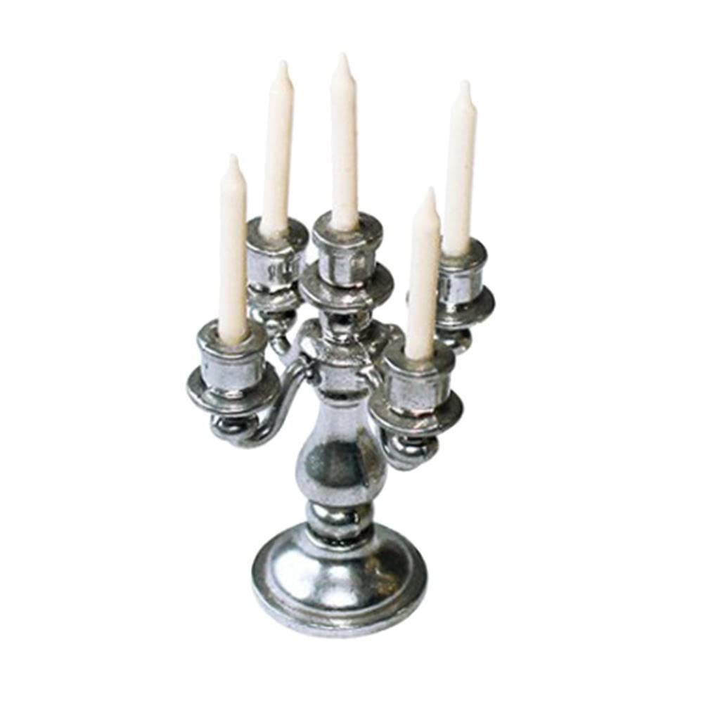 1:12 & 1/6 Scale Mini Candle Holder - Silver Dollhouse Decor Accessory for Model Rooms | Perfect for DIY Dollhouse, Christmas Village Displays & Miniature Collectors
