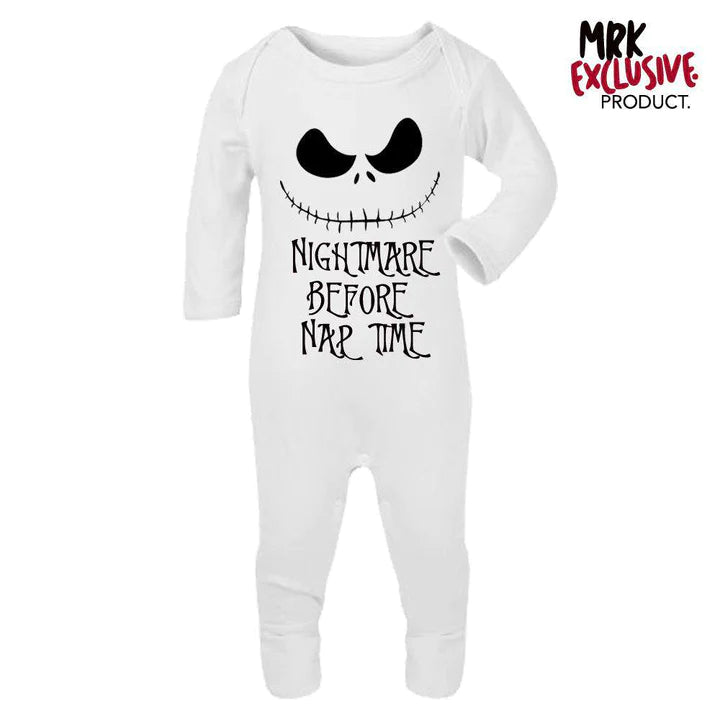 CLR Nightmare Nap Time White Rompersuit - Cute Baby Onesie for Sleepwear & Playtime | Perfect for Halloween, Photo Shoots & Everyday Wear