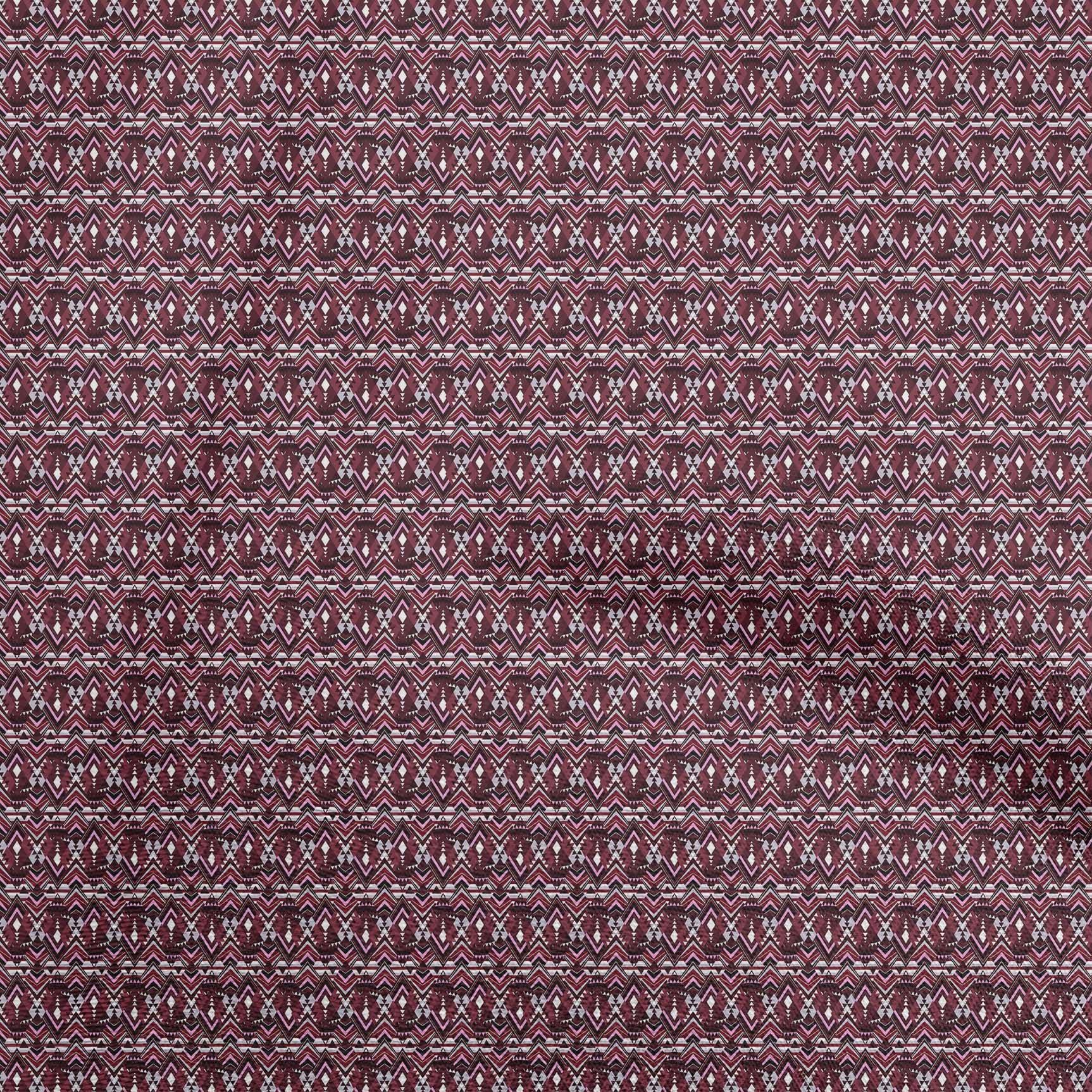oneOone Velvet Maroon Fabric by The Yard - 58 Inch Wide Printed Tribal Sewing Material for DIY Clothing, Dresses, Curtains & Home Decor Projects