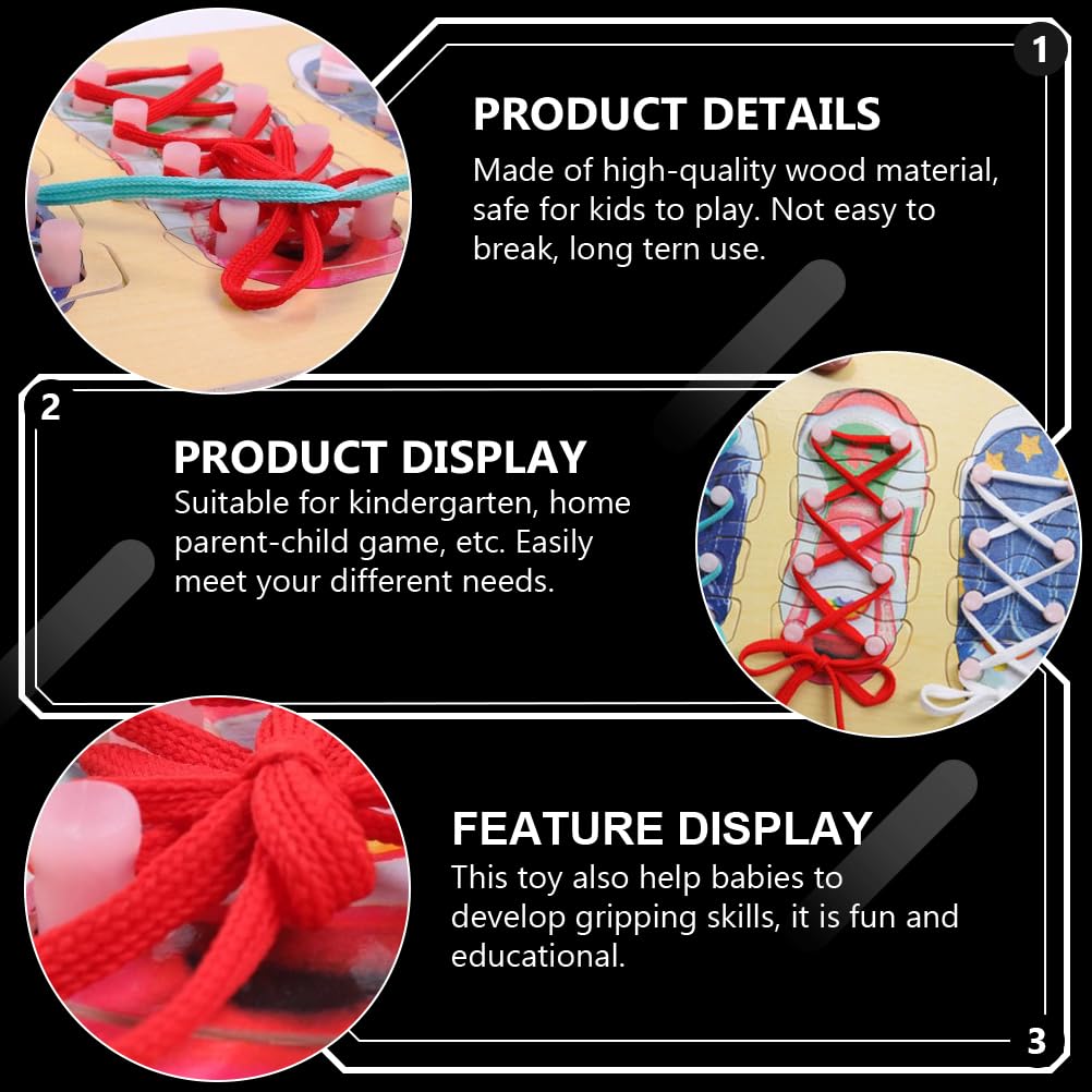 Wooden Lacing Shoe Toy - Learn to Tie Shoelaces Educational Kit for Kids | Montessori Toddler Learning Toy for Fine Motor Skills | Perfect for Preschool, Daycare & Homeschooling Activities