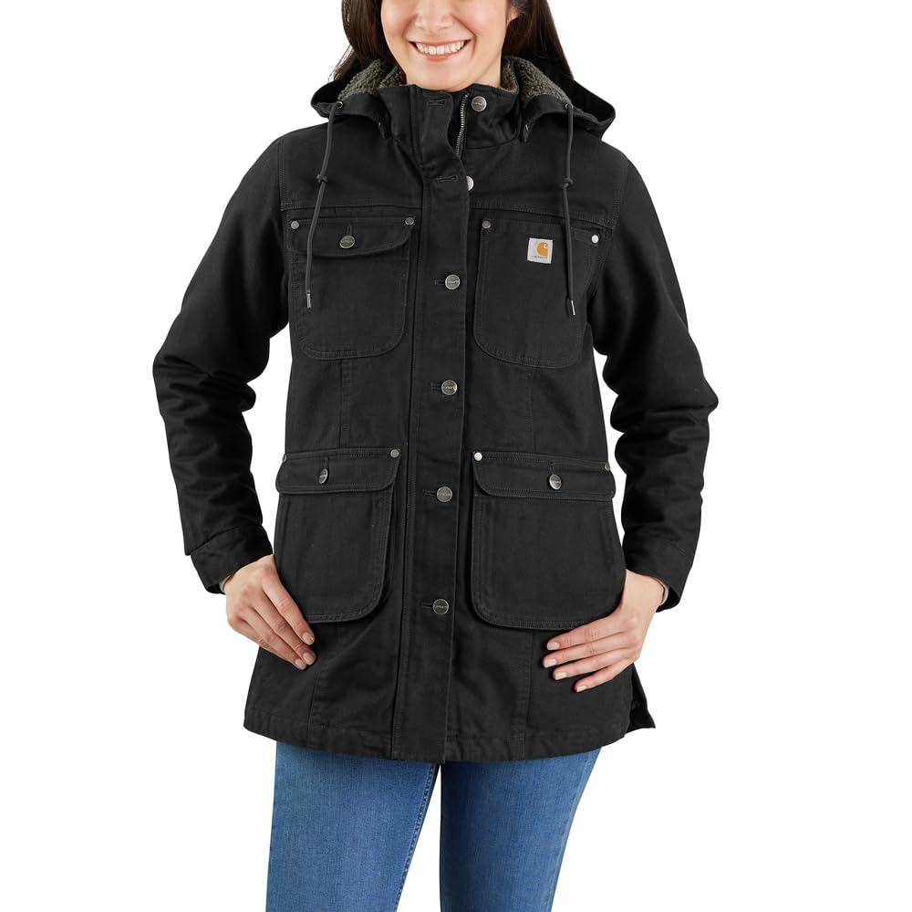 Carhartt Women's Loose Fit Washed Duck Jacket - Water-Resistant Work Coat for Outdoor Activities, Hiking & Cold Weather Protection