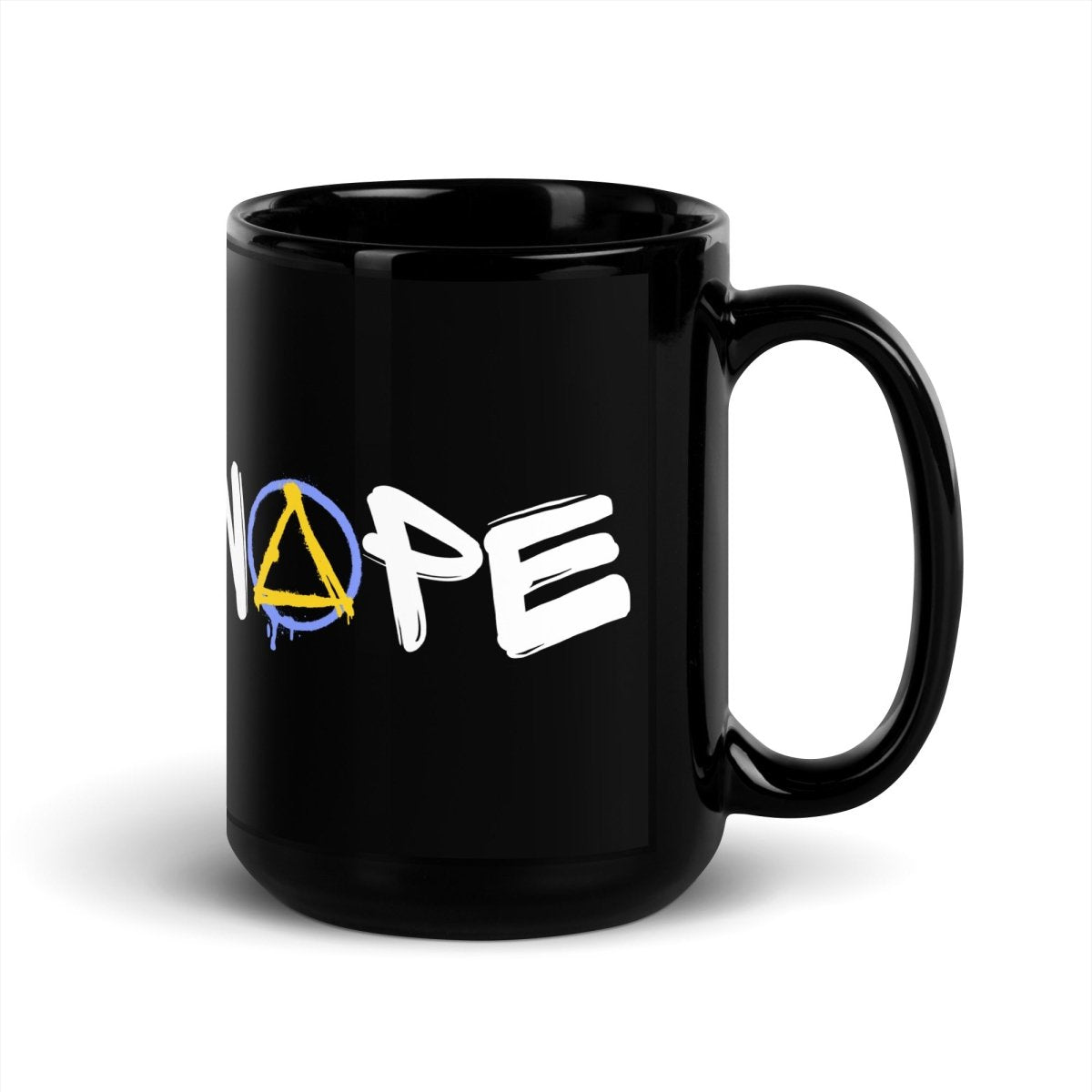 Nope Graffiti Black Glossy Coffee Mug - 15oz Ceramic Cup for Hot & Cold Drinks - Perfect for Home, Office or Gift Giving