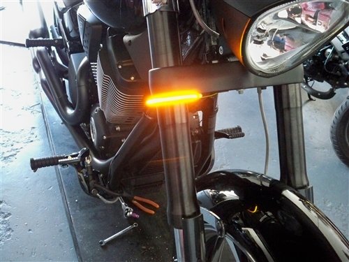 Victory Hammer 56mm Fork LED Turn Signal Light Bars - Double Stack Clear Lens for Enhanced Visibility & Safety - Perfect for Motorcycle Customization & Night Riding