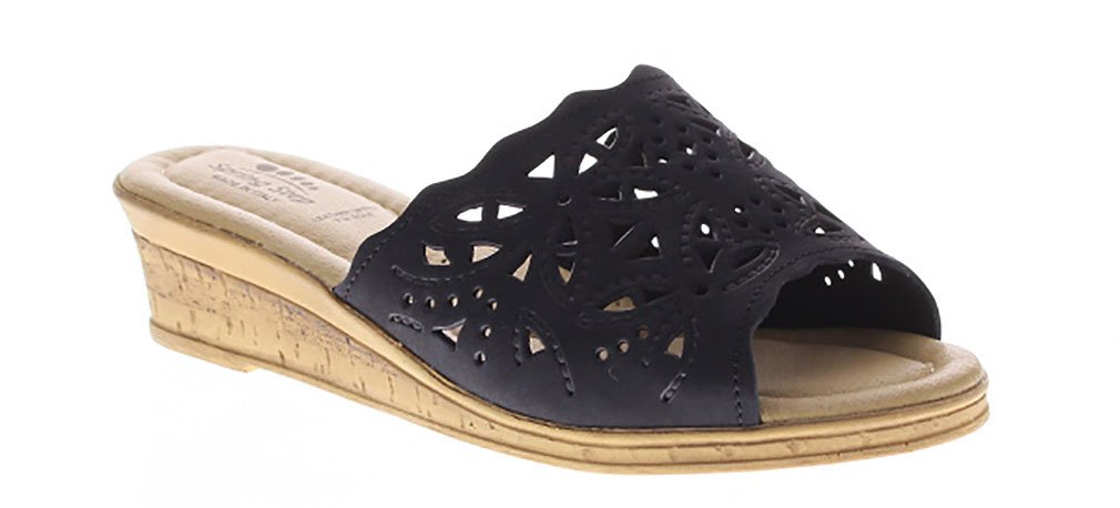 ESTELLA Women's Comfortable Wedge Slide Sandals - Breathable Lightweight Summer Casual Shoes for Walking, Beach & Vacation | Outdoor Travel, Poolside & Everyday Wear - Perfect for Spring/Summer Fashion, Errands and Date Nights