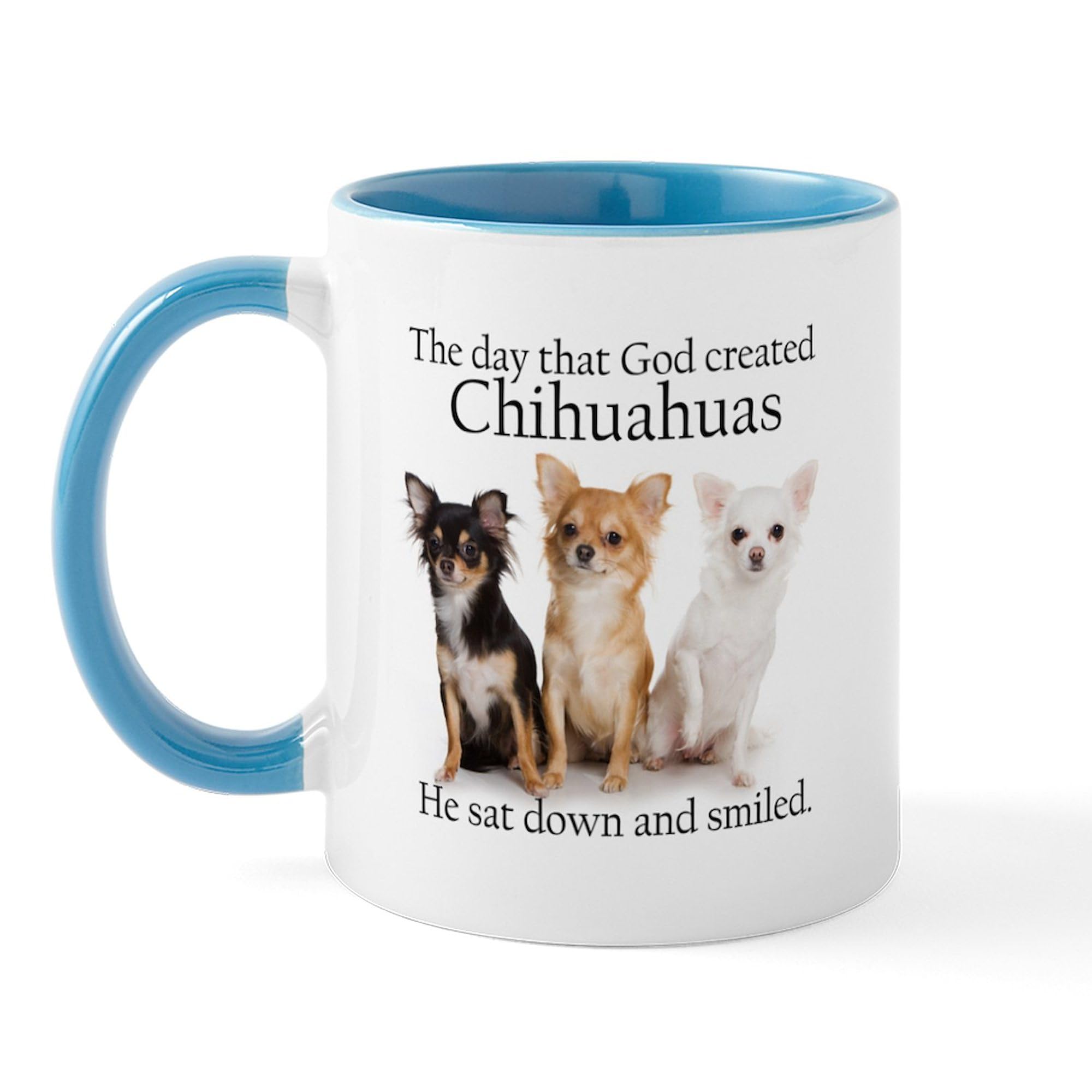 God & Chihuahuas 11 oz Ceramic Coffee Mug (325ml) - Funny Dog Lover Gift for Tea & Hot Drinks - Perfect for Home, Office & Gifts